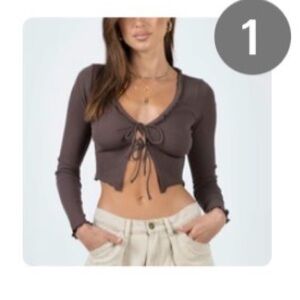 Brown Tyson Long Sleeve Top, Tie Front